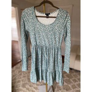 Rue21 Babydoll Easter Dress Sage Green Ditsy Floral Long Sleeve Cottagecore Y2K